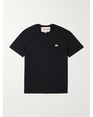 Valentino Garavani Logo-appliquéd Cotton-jersey T-shirt - Black
