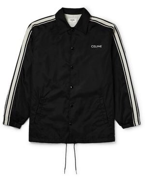 Celine Striped Webbing-Trimmed Logo-Print Nylon Jacket - Black