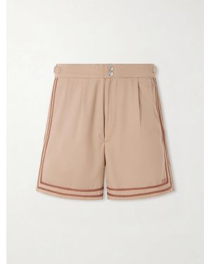 Bode Straight-leg Pleated Cotton-twill Shorts - Natural