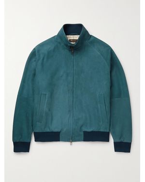 Loro Piana Rain System Suede Bomber Jacket - Blue