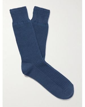 MR P. Waffle-Knit Cotton-Blend Socks - Blue