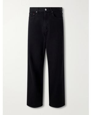 A.PRESSE Straight-Leg Cotton and Silk-Blend Piqué Trousers - Schwarz