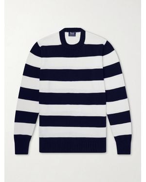 William Lockie Striped Cotton Sweater - Blau