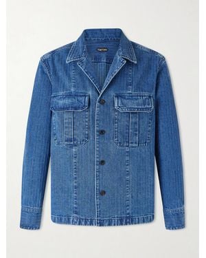 Tom Ford Herringbone Denim Overshirt - Blue