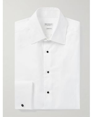 Brunello Cucinelli Cutaway-collar Double-cuff Cotton-twill Shirt - White