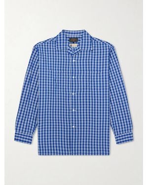 Beams Plus Camp-Collar Checked Cotton Shirt - Blue