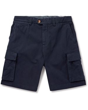Brunello Cucinelli Straight-Leg Cotton-Gabardine Cargo Shorts - Blue