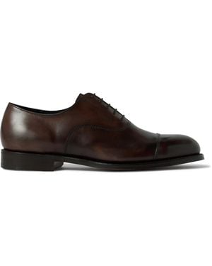 Grenson Cambridge Handpainted Leather Oxford Shoes - Brown