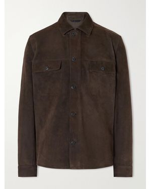 Sunspel Suede Overshirt - Brown