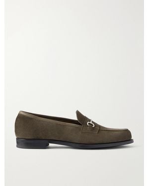 Edward Green Putney Horsebit-Embellished Suede Loafers - Green