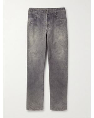 Bottega Veneta Straight-Leg Printed Nubuck Trousers - Grey
