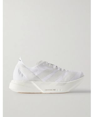 adidas Originals Adizero Adios Pro 4 Rubber-Trimmed Ripstop Running Trainers - White