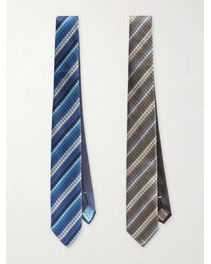 Missoni Set Of Two 7Cm Striped Silk Ties - Blue
