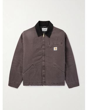 Carhartt Detroit Jacke aus Biobaumwoll-Canvas mit Cordkragen - Braun