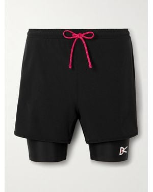 District Vision Layered Straight-Leg Logo-Print Shell And Stretch Recycled-Jersey Shorts - Black
