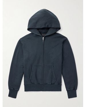 Les Tien Kapuzenjacke aus Baumwoll-Jersey mit Fleece an der Innenseite in Stückfärbung - Blau
