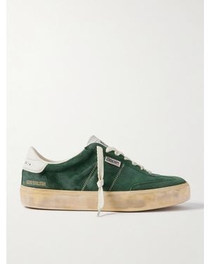 Golden Goose Soul-Star Distressed Leather-Trimmed Suede Trainers - Green