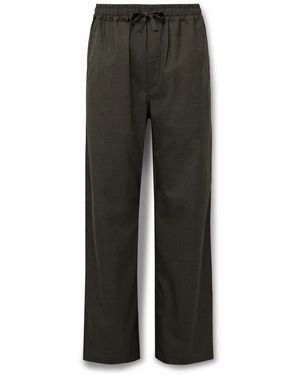Saman Amel Straight-Leg Wool Drawstring Pants - Brown