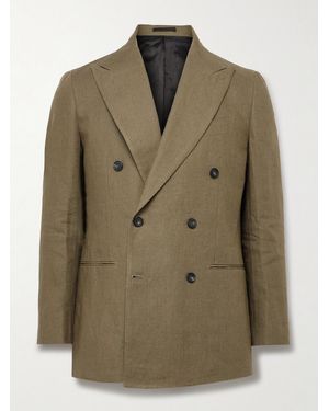 J. Mueser Waverly Double-breasted Linen Suit Jacket - Green