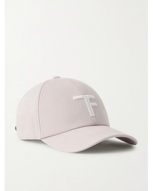 Tom Ford Leather-trimmed Logo-embroidered Cotton-twill Baseball Cap - Natural