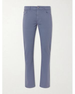 Canali Straight-Leg Garment-Dyed Stretch Jeans - Blue