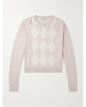 Our Legacy Sonar Distressed Argyle-jacquard Wool Jumper - White