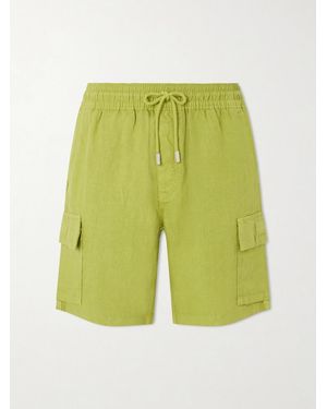 Vilebrequin Straight-Leg Linen Drawstring Cargo Shorts - Green