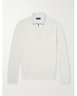 Polo Ralph Lauren Logo-Embroidered Cotton Half-Zip Jumper - White