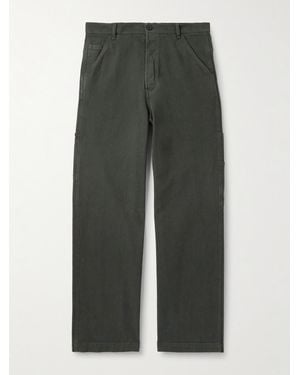 Dries Van Noten Gerade geschnittene Hose aus Baumwoll-Twill in Stückfärbung - Grün