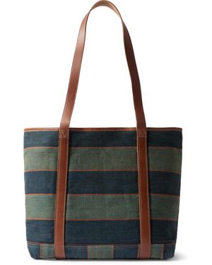 RRL Ried Leather-trimmed Striped Indigo-dyed Denim Tote Bag - Black