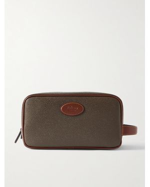 Mulberry Leather-Trimmed Pebble-Grain Eco Scotchgrain Wash Bag - Brown