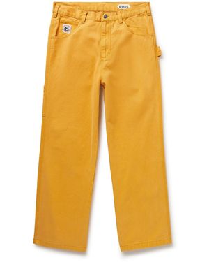 Bode Knolly Brook Straight-Leg Cotton-Twill Pants - Yellow