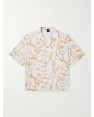 Loewe Paula's Ibiza Anagram-Embroidered Camp-Collar Printed Cotton Shirt - Natural