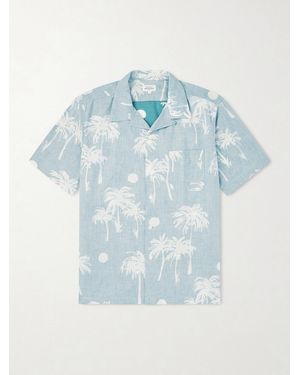 Hartford New Palmito Convertible-Collar Printed Cotton Shirt - Blue