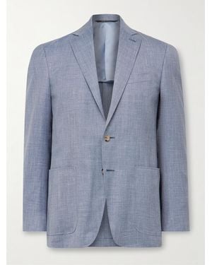 Canali Kei Unstructured Wool And Silk-blend Blazer - Blue