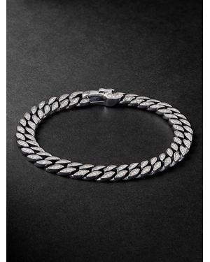 David Yurman Sterling Diamond Curb Chain Bracelet - Black