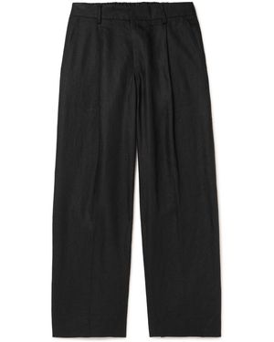 NN07 Kay 1454 Straight-Leg Pleated Linen Pants - Black