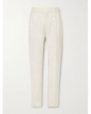 Loro Piana City Slim-Fit Tapered Pleated Double-Faced Cotton Trousers - Natural