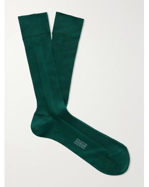 Tom Ford Logo-Embroidered Ribbed Cotton Socks - Green