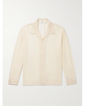 Séfr Jagou Camp-collar Open-knit Merino Wool-gauze Shirt - Natural