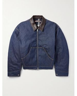 Acne Studios Leather-trimmed Denim Jacket - Blue