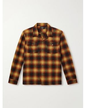 RRL Jesse Checked Wool-Blend Flannel Shirt - Brown