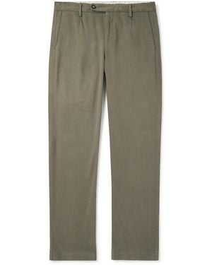 Massimo Alba Straight-Leg Stretch-Cotton Gabardine Pants - Green