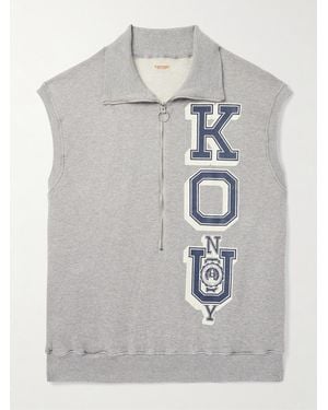 Kapital Ko.u Printed Cotton-jersey Half-zip Gilet - Grey