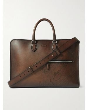 Berluti Overnight Scritto Venezia Softy Leather Weekend Bag - Brown