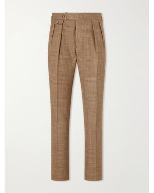 Polo Ralph Lauren Straight-leg Pleated Houndstooth Linen - Natural