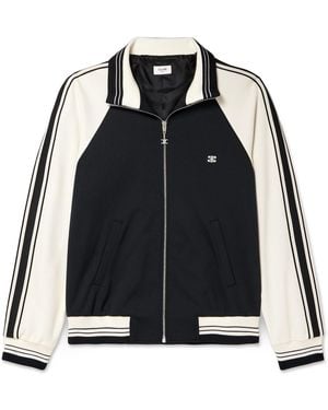 Celine Logo-Embroidered Striped Tech-Jersey Track Jacket - Black