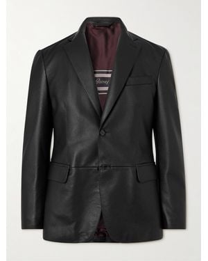 Brioni Slim-Fit Full-Grain Leather Blazer - Black