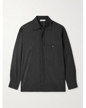 Saman Amel Wool Overshirt - Black