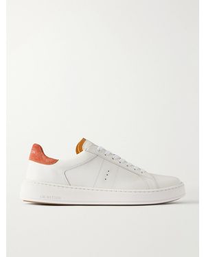 J.M. Weston On Time Suede-Trimmed Leather Trainers - White